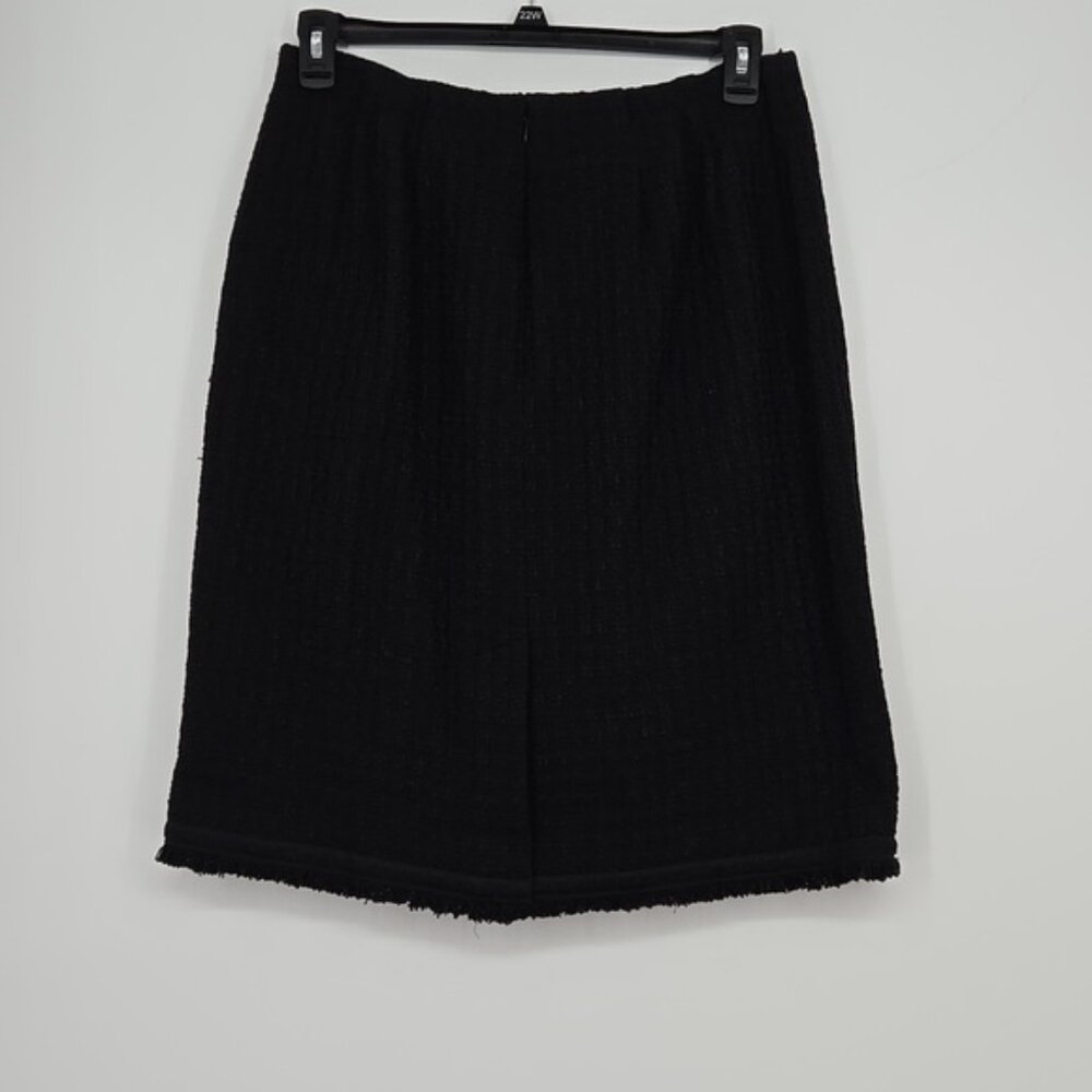Talbots Tweed Elegant Black Women's Skirt Slit In Back Plus Size Curvy Size 16 - Picture 6 of 12
